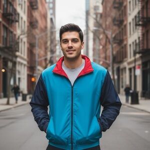 Vintage Orvis Colorblock Windbreaker Jacket USA Made Mens Size M Blue Red